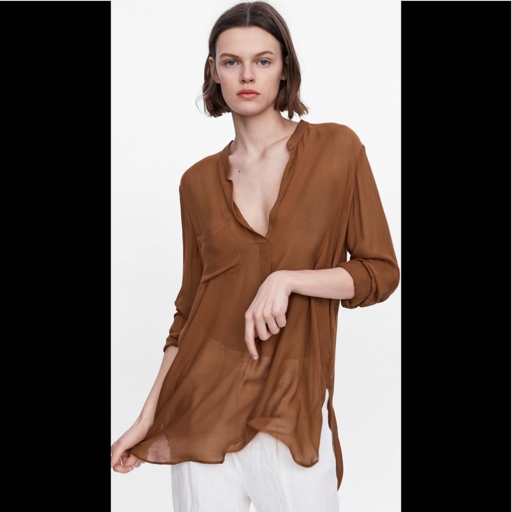 🤍 ZARA Oversized Linen Shirt sz Medium